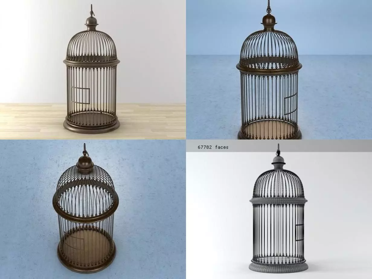 Birdcage four different bird cages 3D model_2