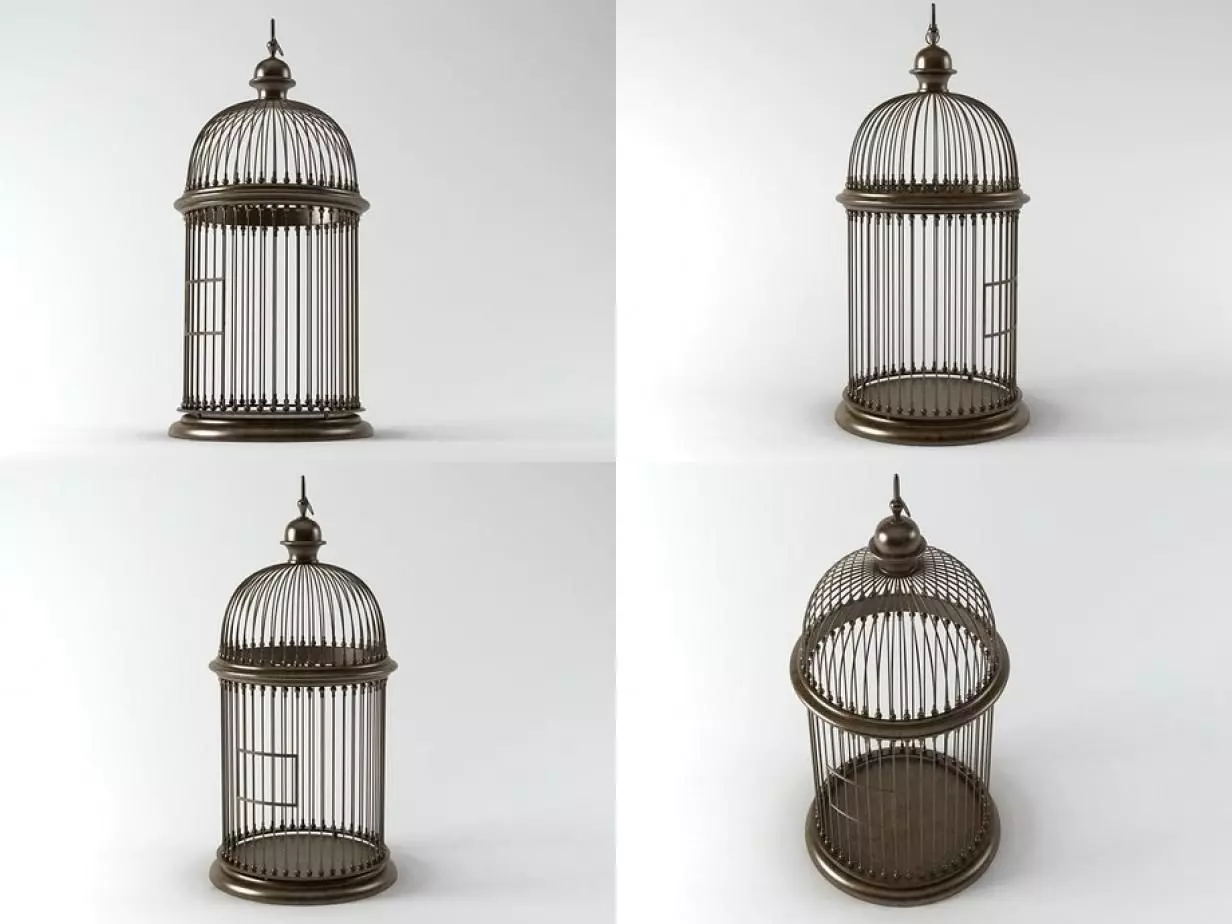 Birdcage four different bird cages 3D model_0