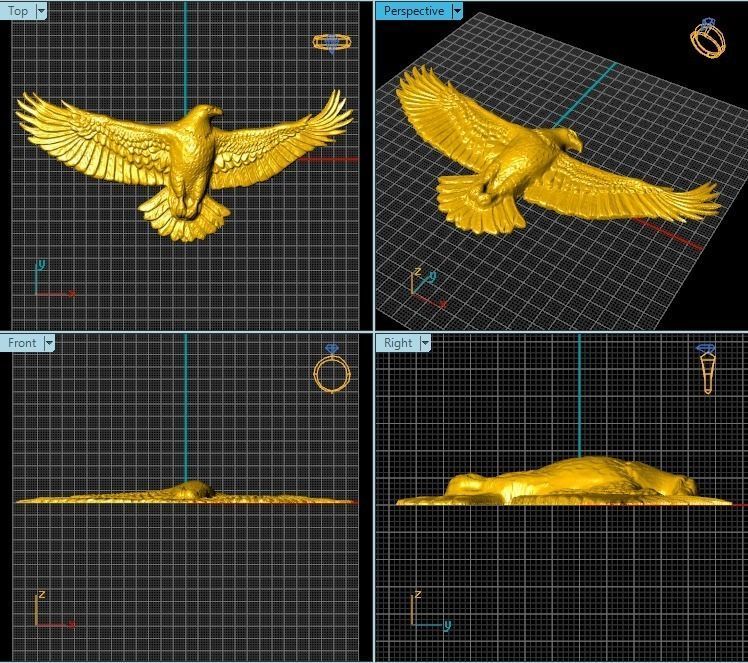 Pendant golden eagle wall art 3D print model_2