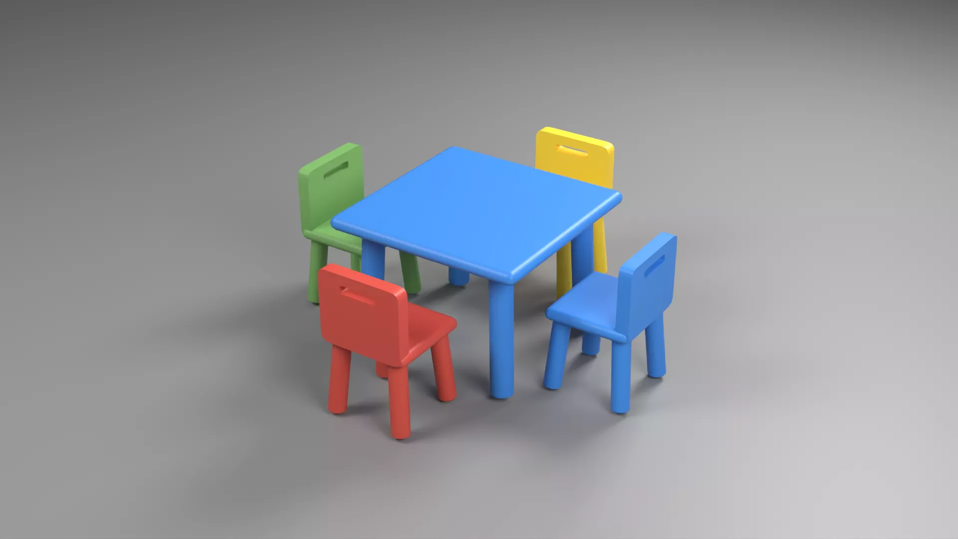 kids table and chairs Low-poly 3D model