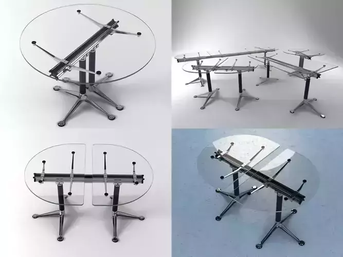 B G glass table with four legs