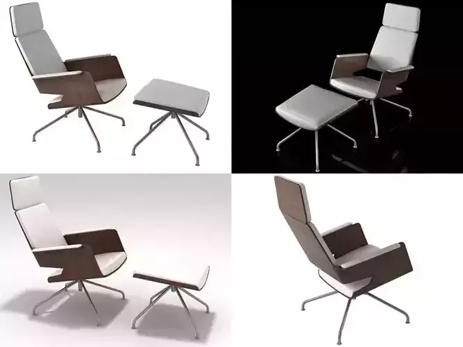 S850S850H four different chairs and footstool 3D model