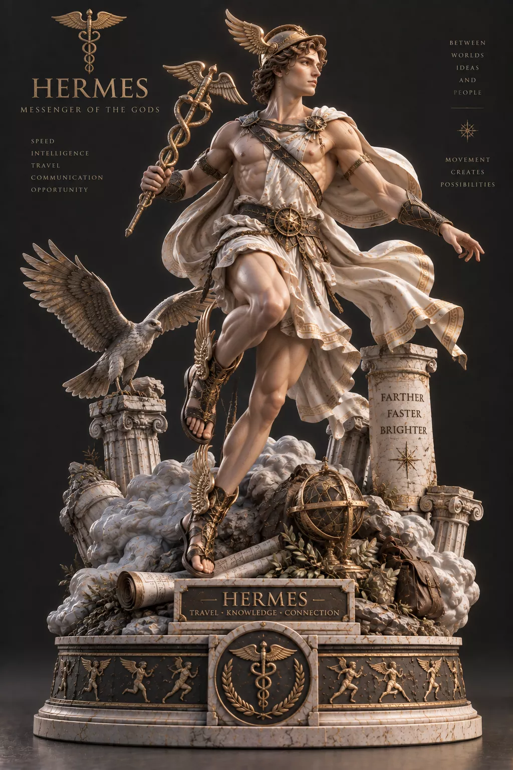 Hermes Greek God Statue STL 3D print model