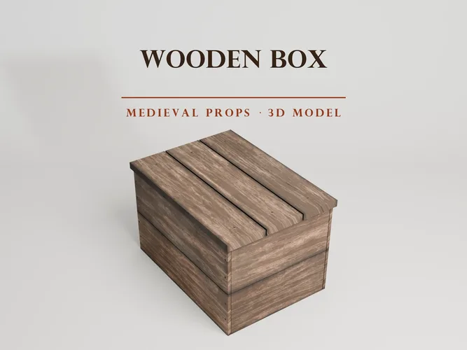 Medieval Wooden Box with Lid - Plank Chest - PBR