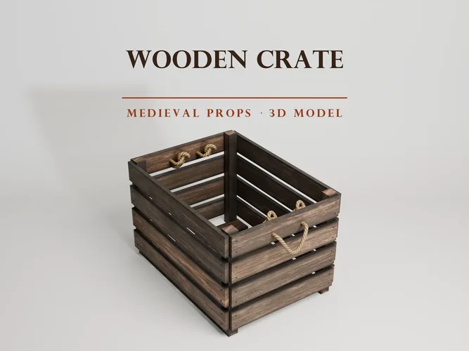 Medieval Wooden Crate - Slatted - Rope Handles - PBR