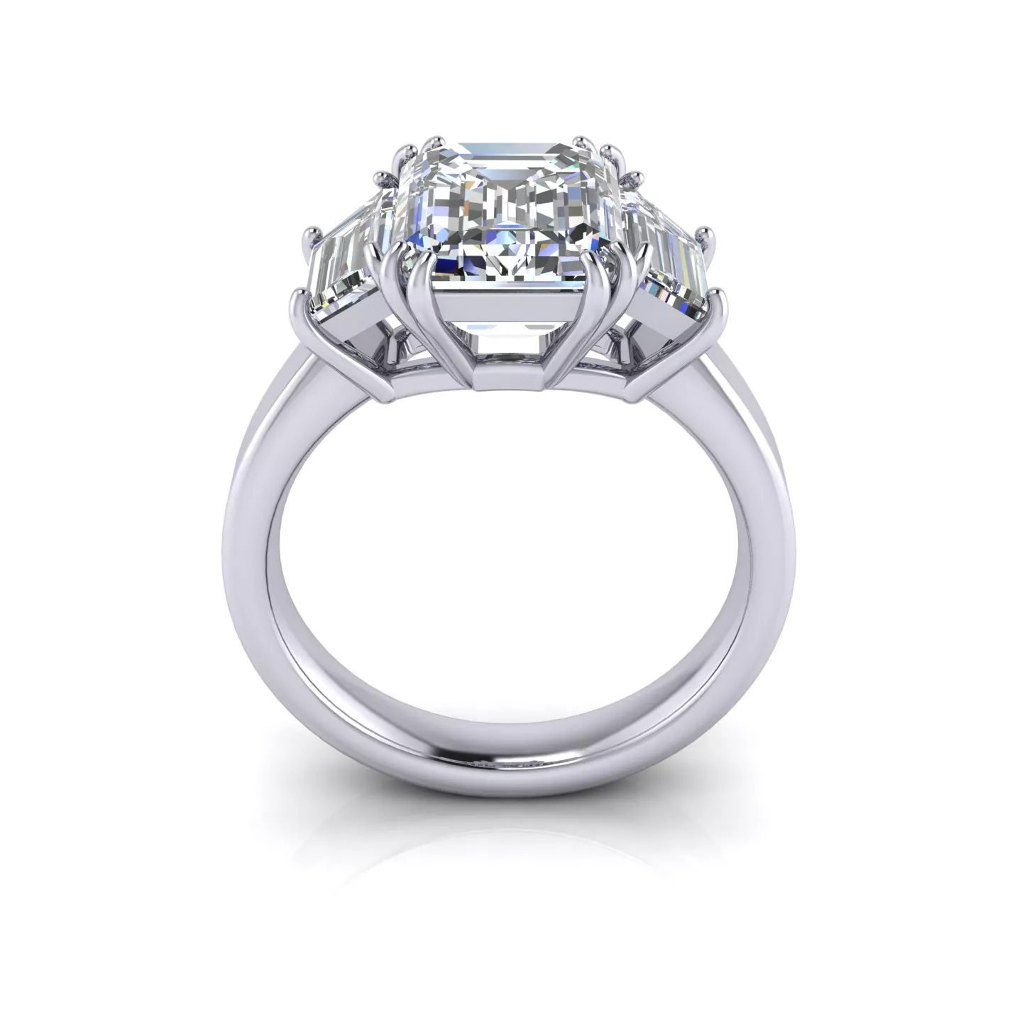Three Stone Emerald Engagement Ring 3D print model