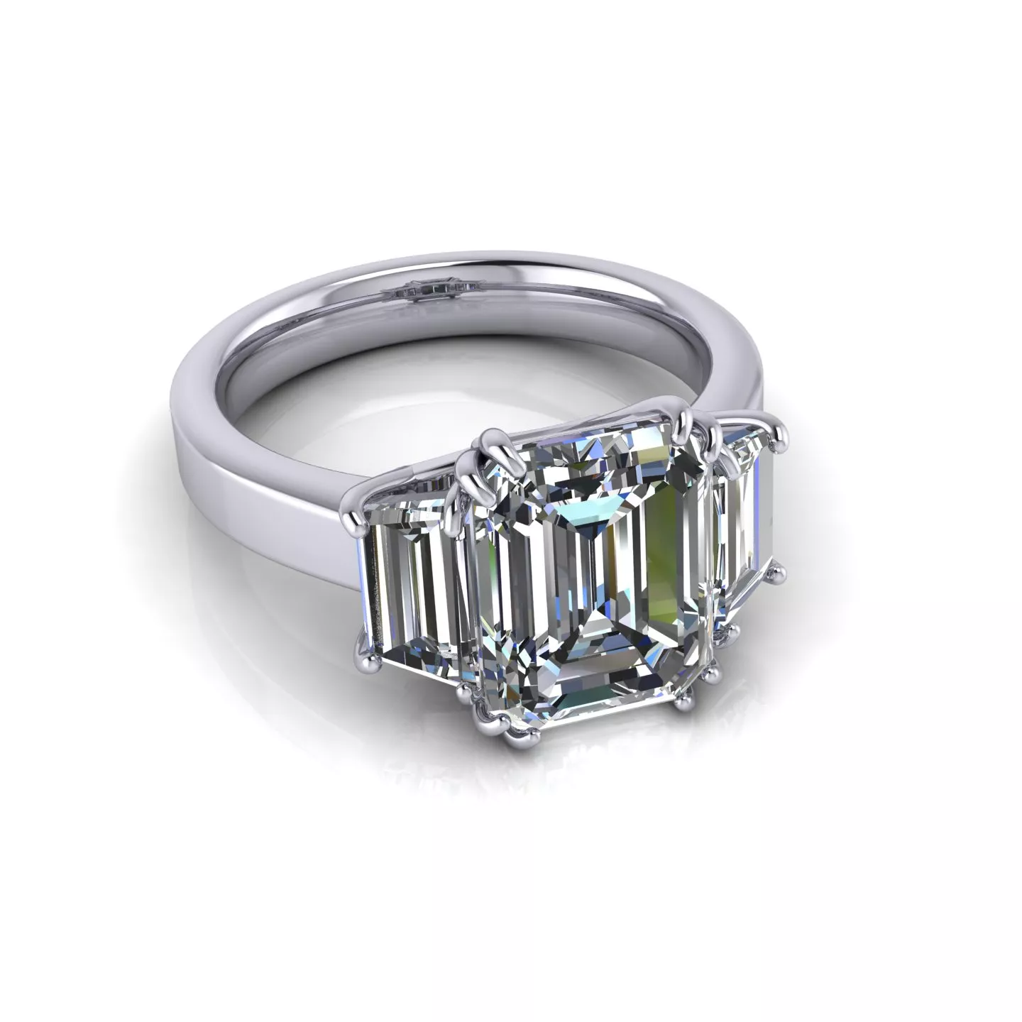Three Stone Emerald Engagement Ring 3D print model