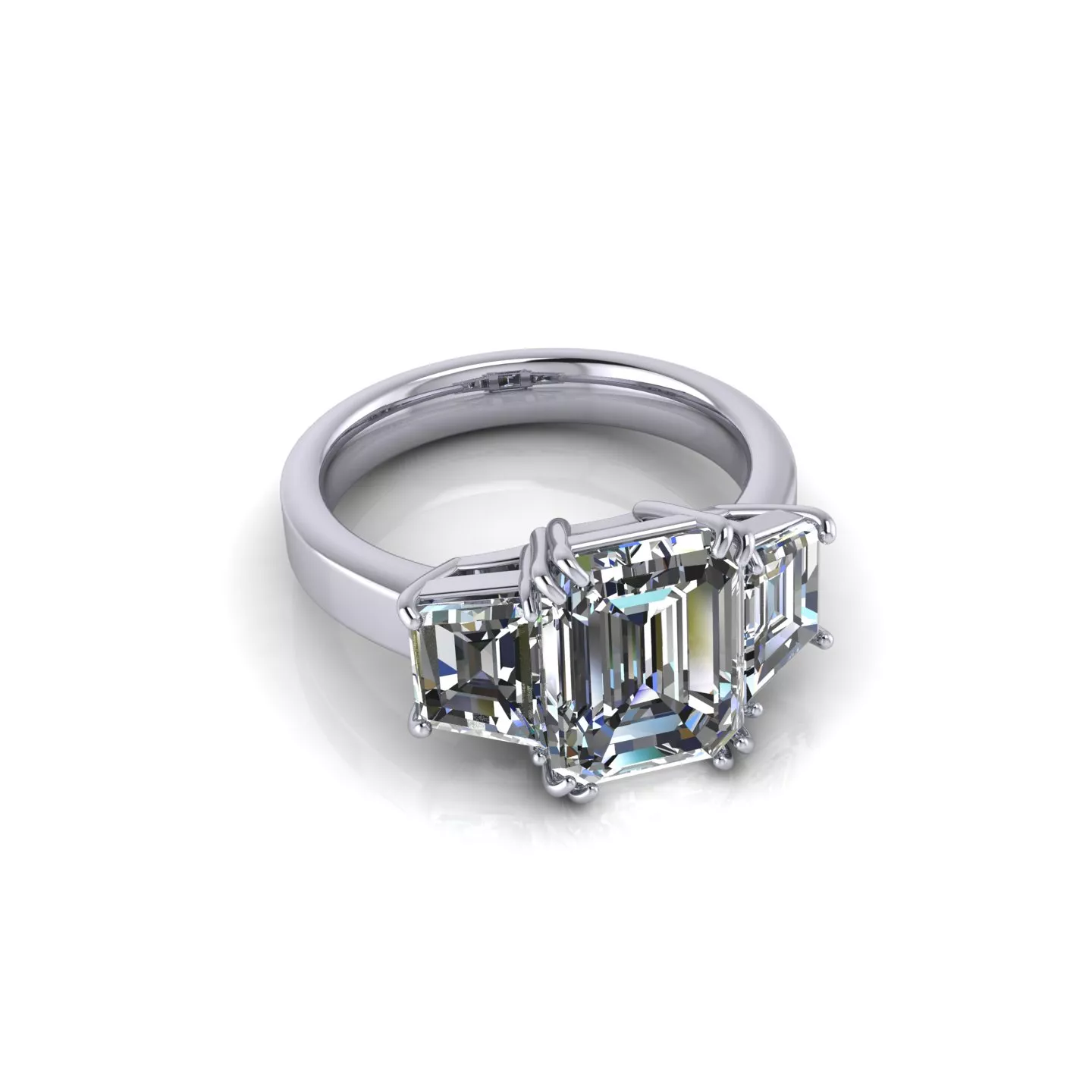 Three Stone Emerald Engagement Ring 3D print model