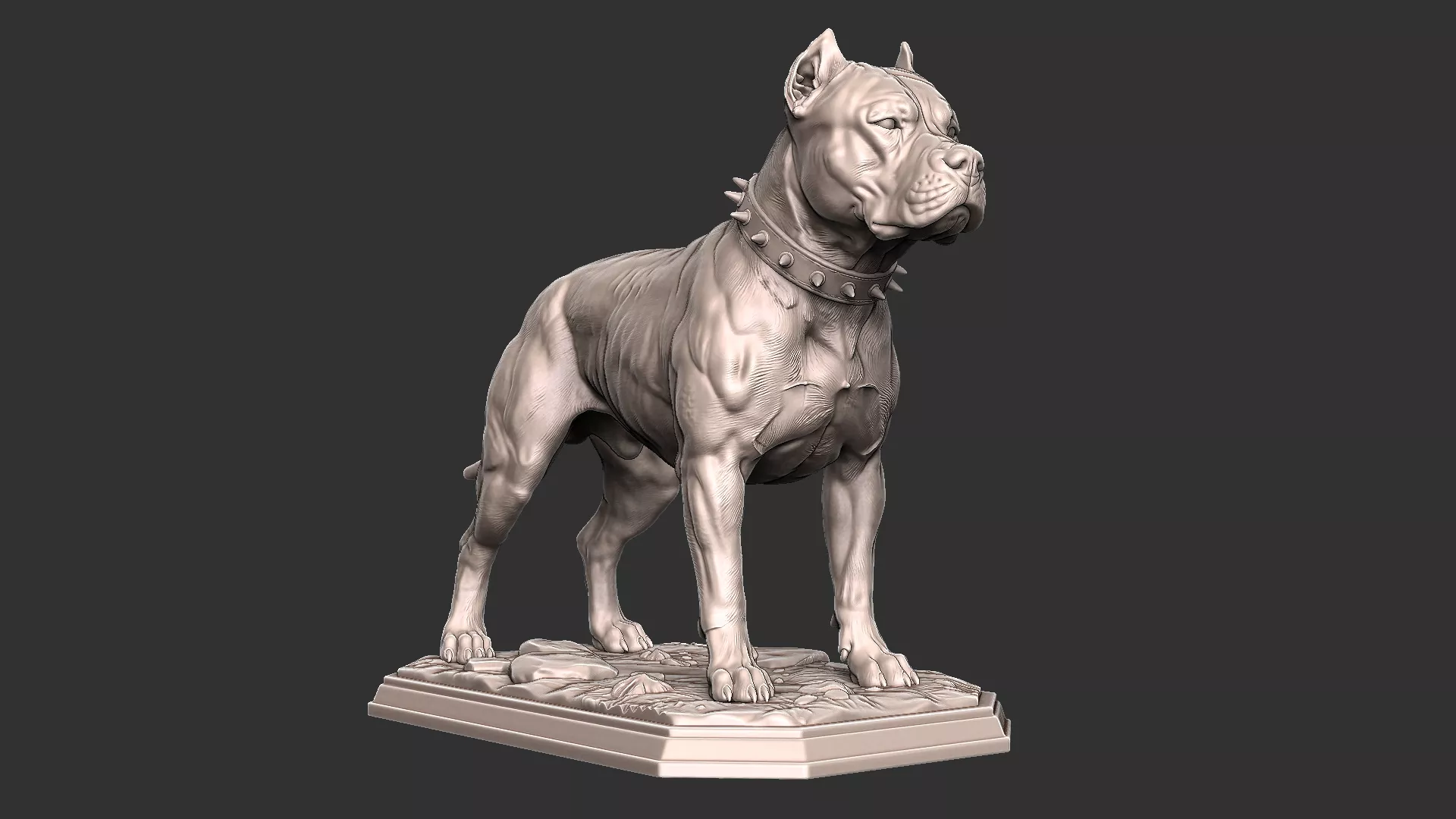 Pitbull Terrier Dog STL 3MF - Pets Vol 1 Realistic Miniature 3D print model