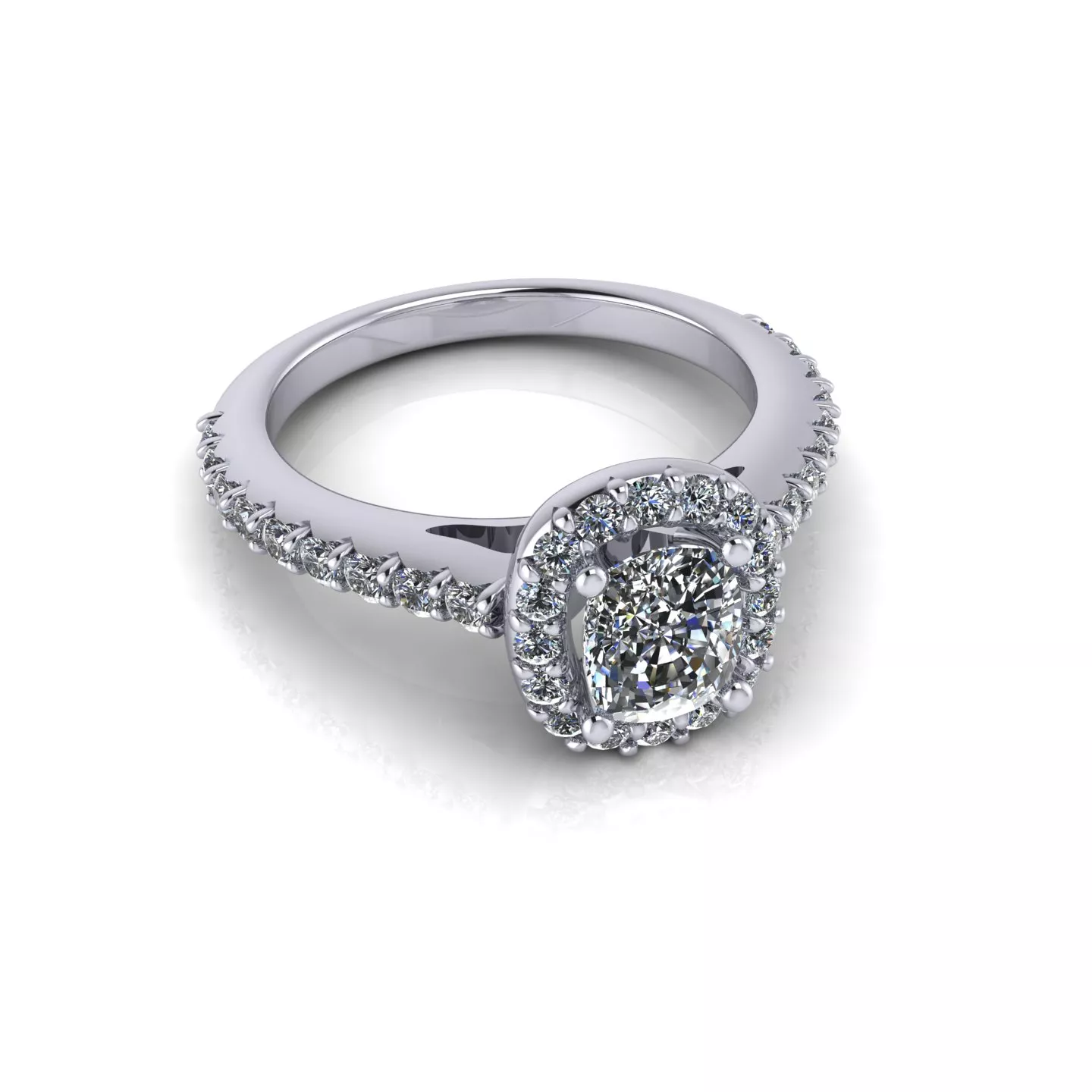 Side Stone Engagement Ring 3D print model