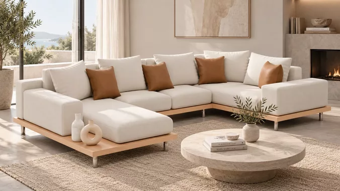 Modern Sectional Sofa L Shape Upholstered Sofa 3D Model