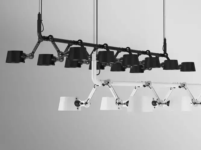 B P 12 P pendant light with four lamps hanging from it 3D model