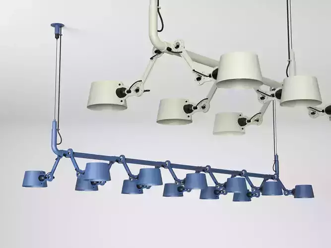 B P 12 P pendant light with four lamps hanging from it