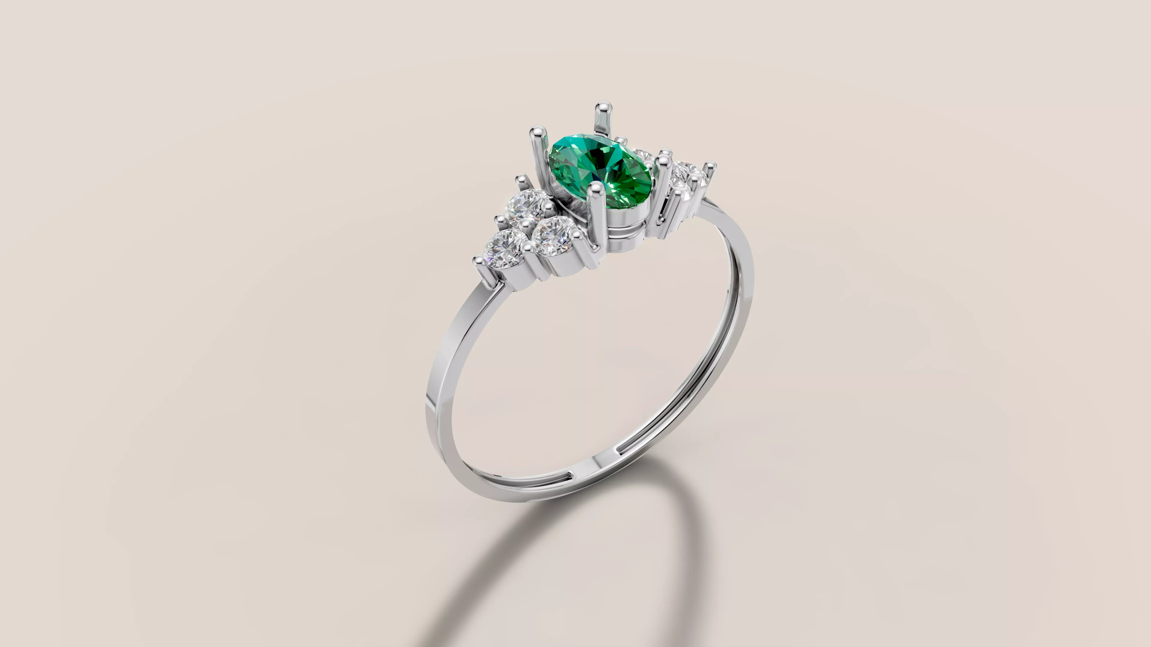 Oval Seven-Stone Ring 3D Model 3D print model