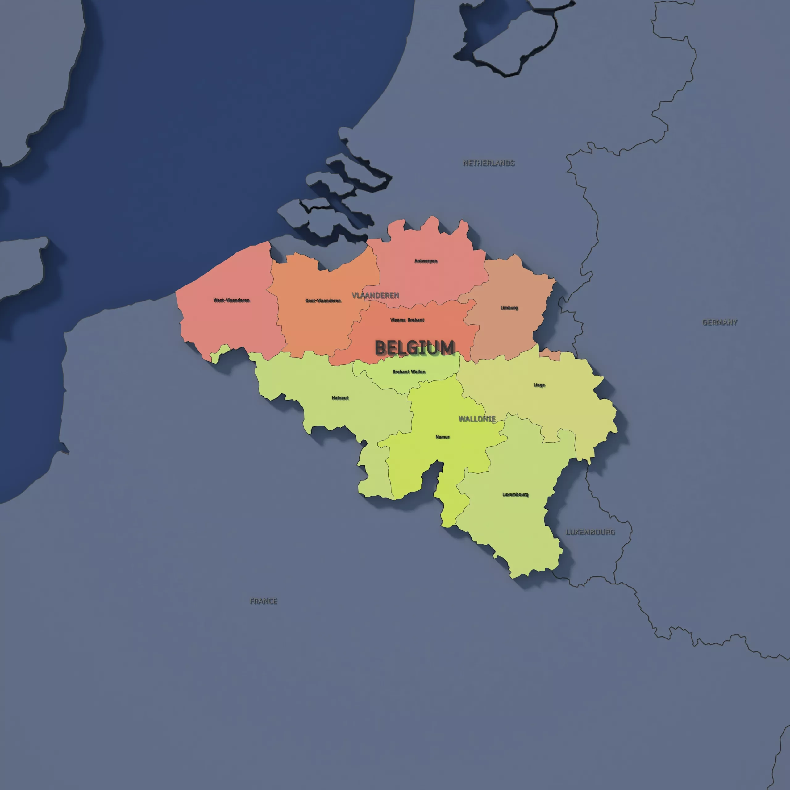 Belgium Admin 2 3D Map - Mercator 3D model