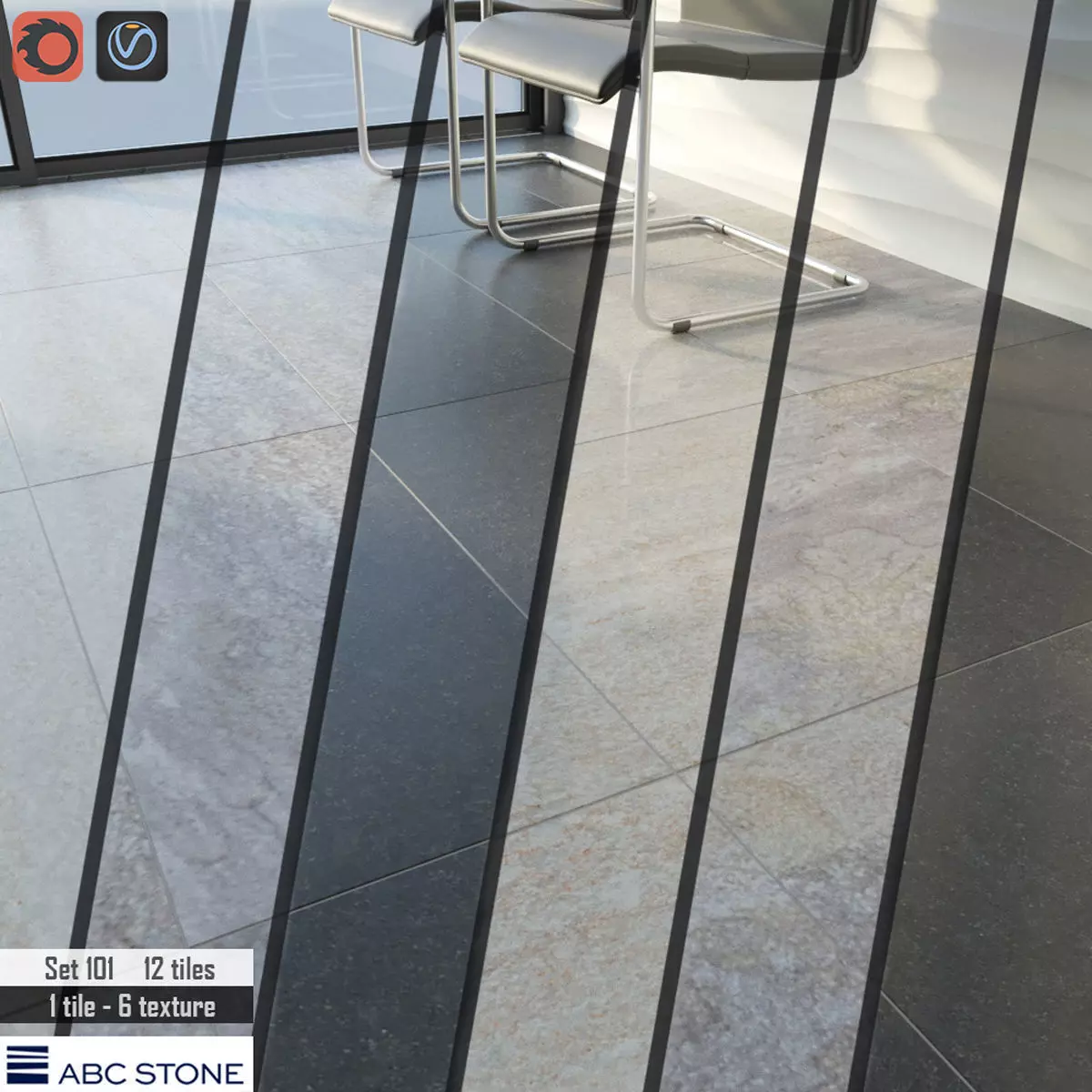 ABC Stone Set 3D model_0