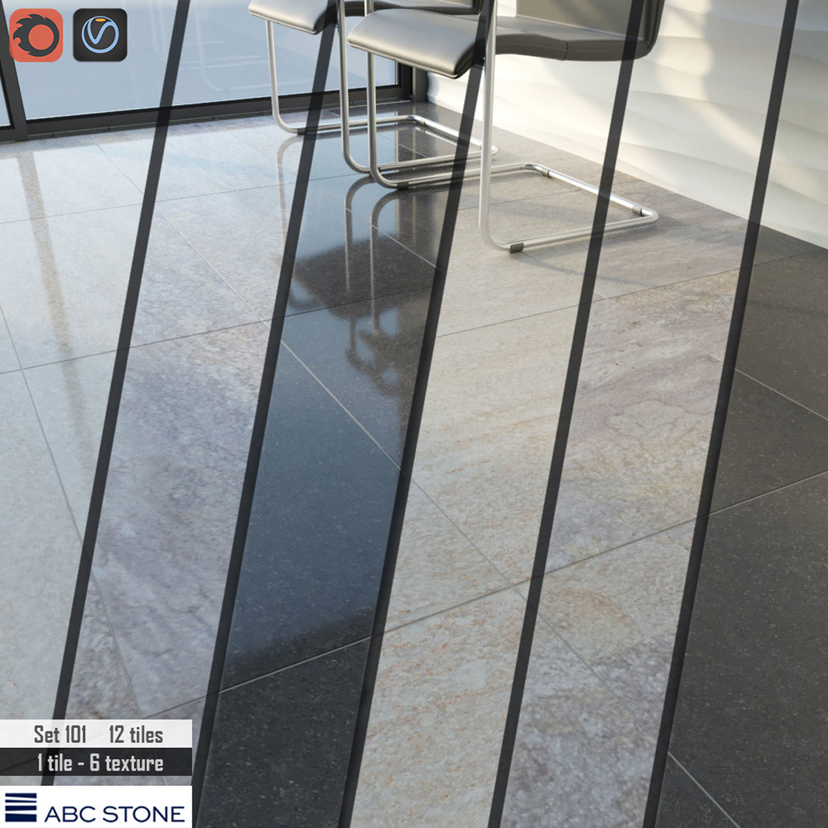 ABC Stone Set 3D model_1