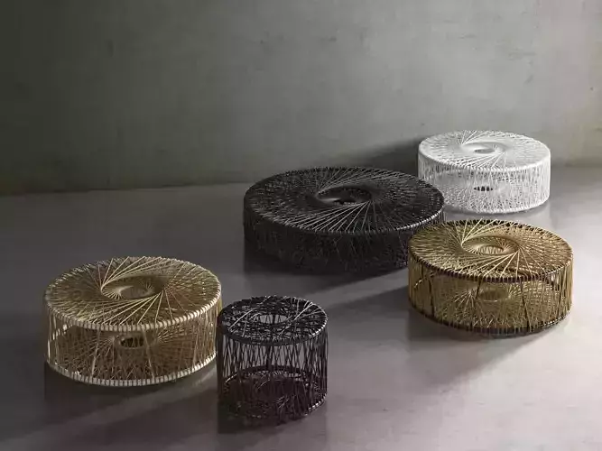 R stool made of wire and wicker
