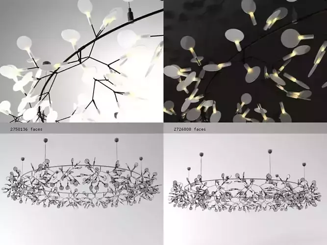 H B O circular light fixture with leaves