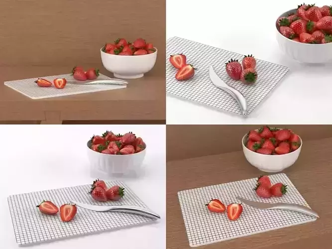 S strawberry cutting board 3D model