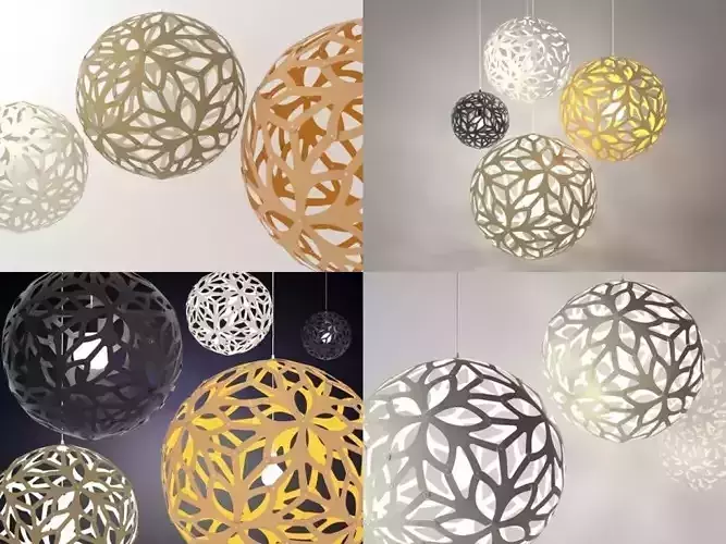 F pendant light made of paper 3D model
