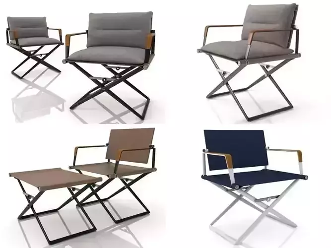 S X L C four different chairs and stool 3D model