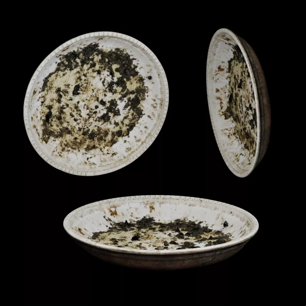 Dirty Ceramic Plate 3D Model Low-poly 3D model