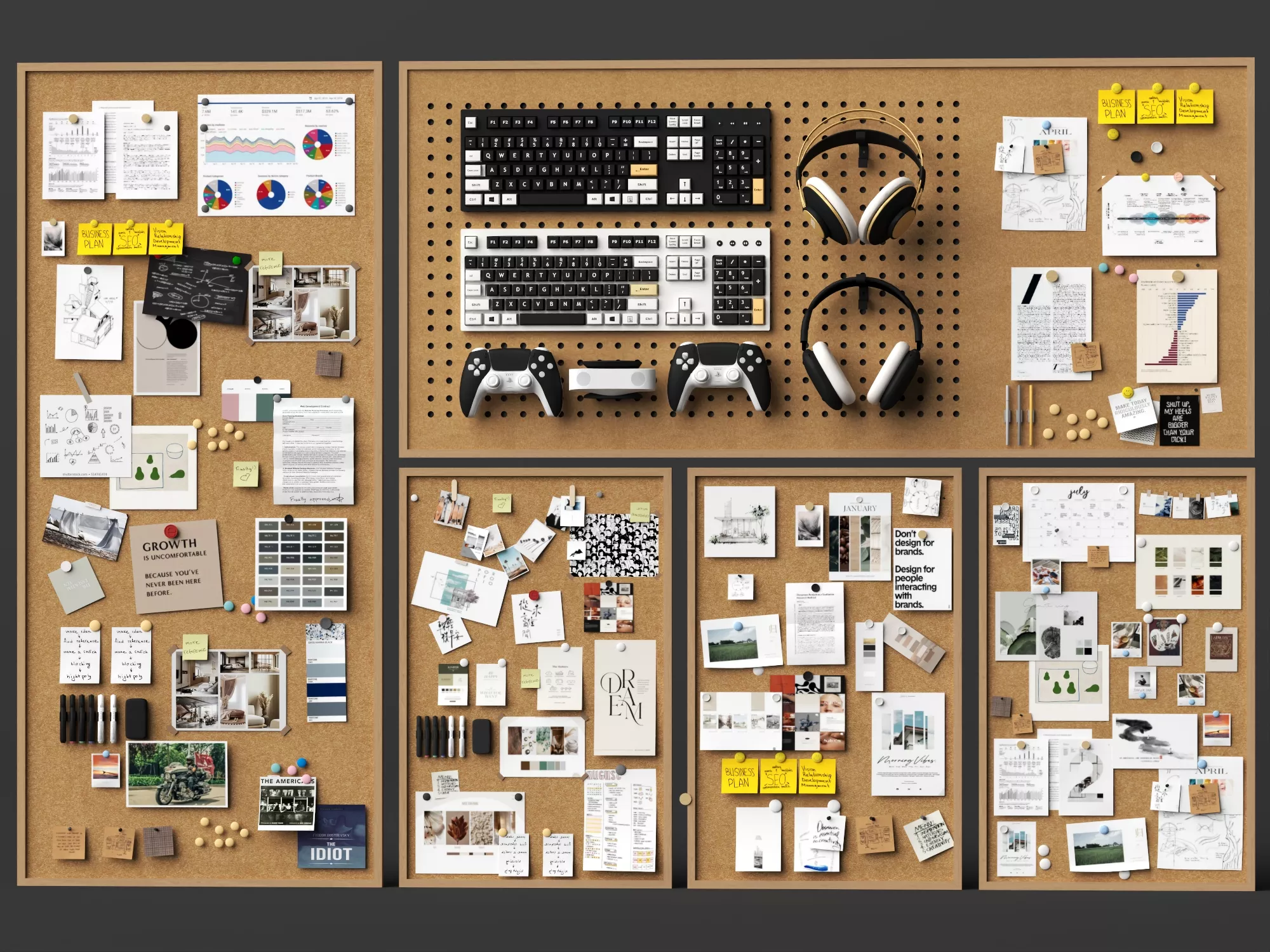 Office Mood Board Pegboard Props 3D Model 3D model