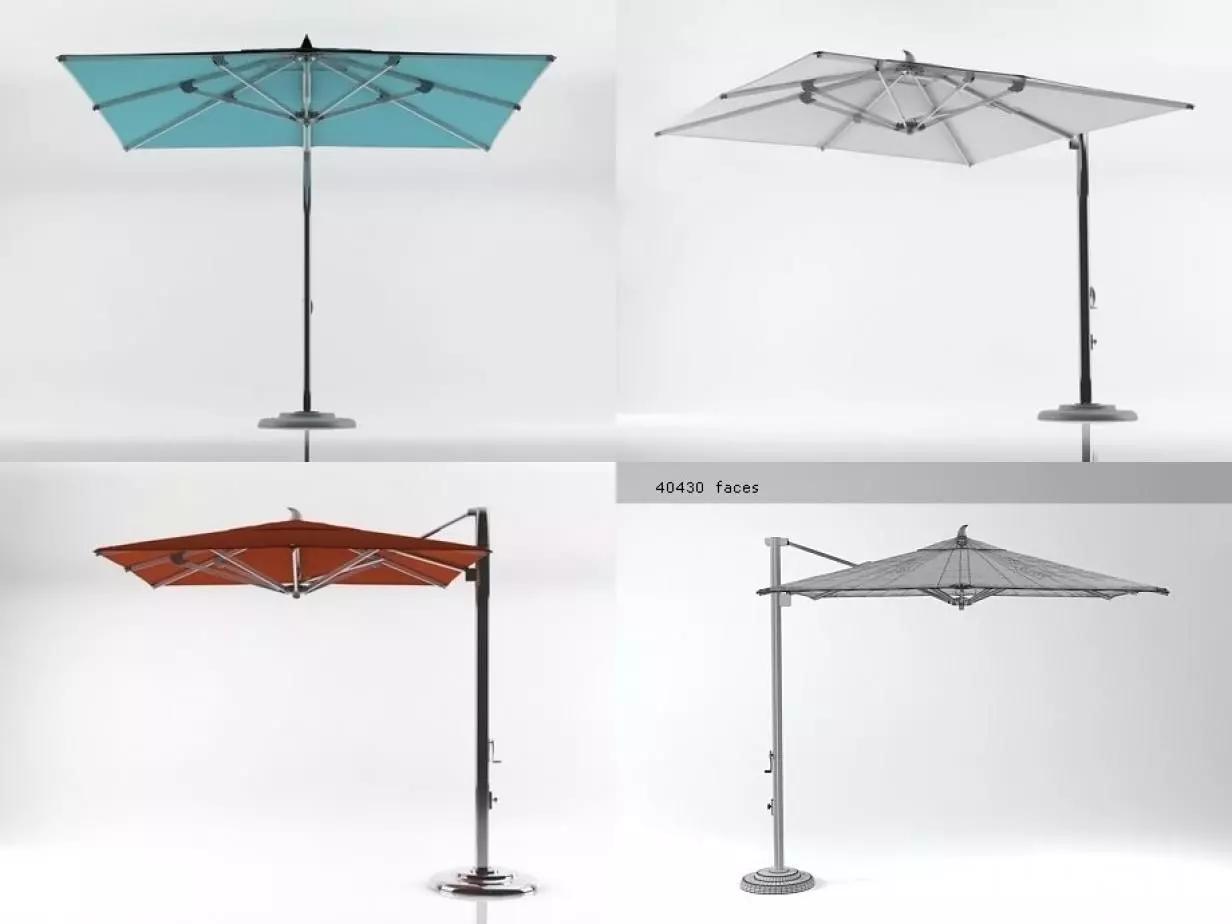 O M MAX C four different umbrellas on patio 3D model_4