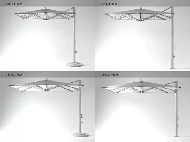 O M MAX C four different umbrellas on patio