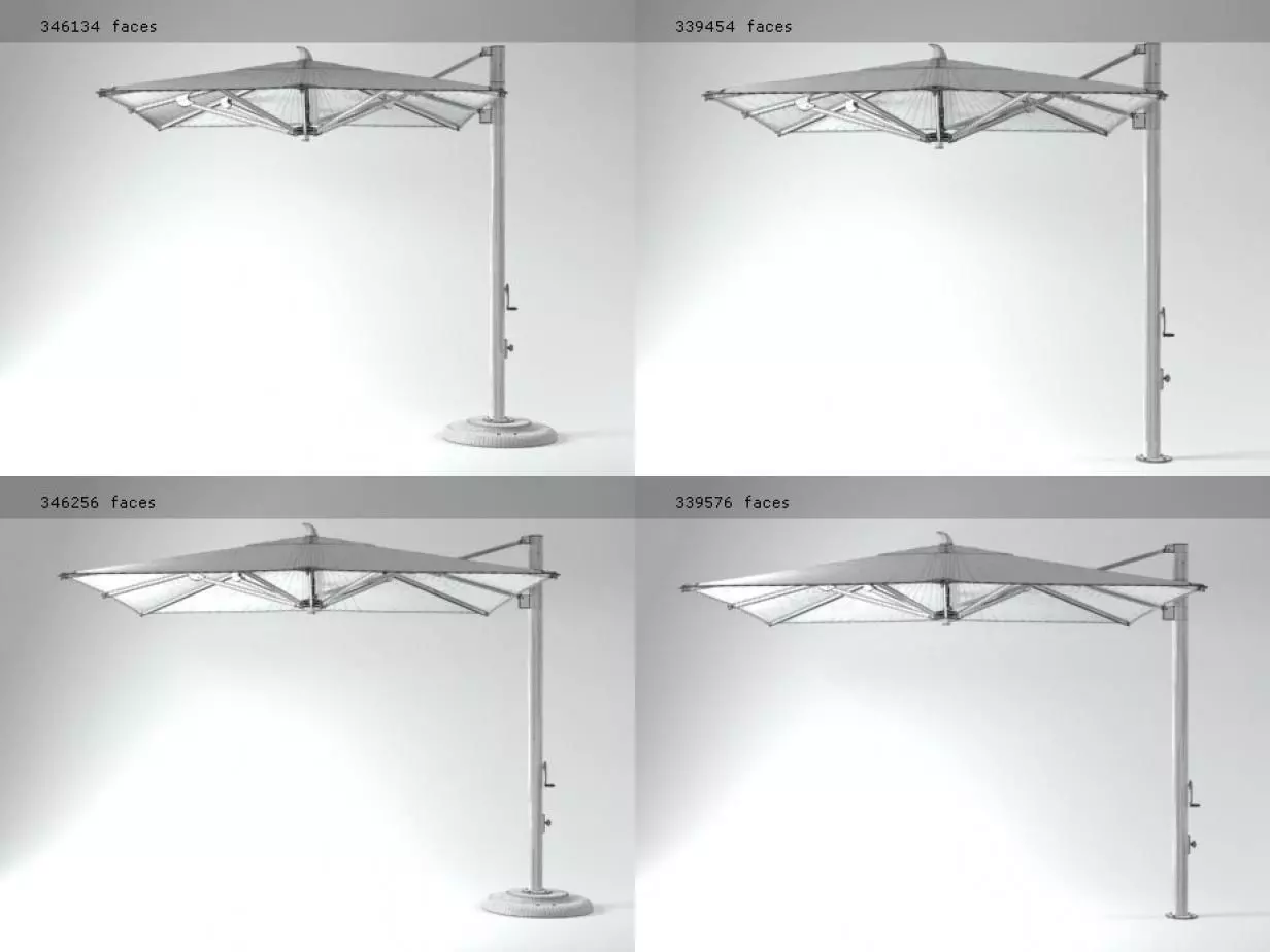 O M MAX C four different umbrellas on patio 3D model_5