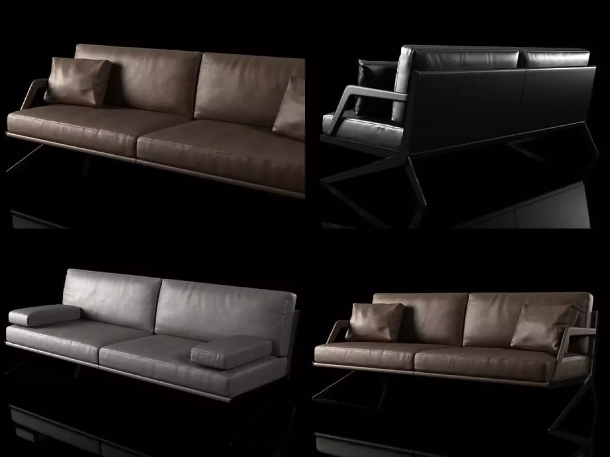 DS-60 modern sofa made of leather and stainless steel 3D model_4