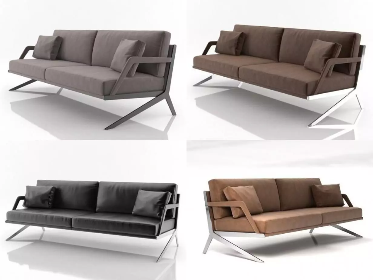 DS-60 modern sofa made of leather and stainless steel 3D model_1