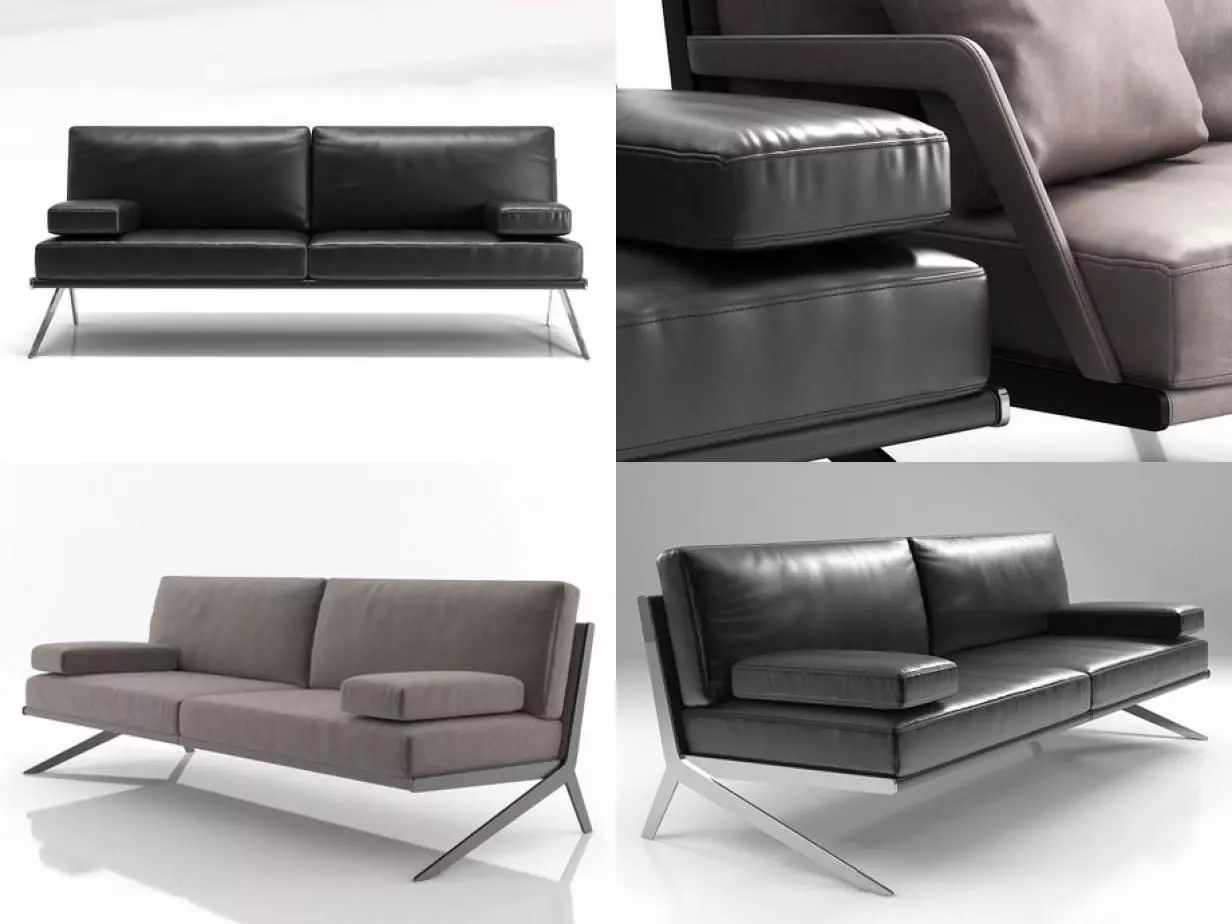 DS-60 modern sofa made of leather and stainless steel 3D model_2