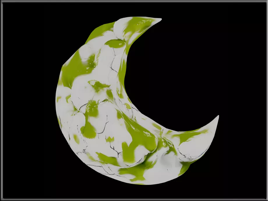 Mossy Rock Crescent Moon Low-poly 3D model