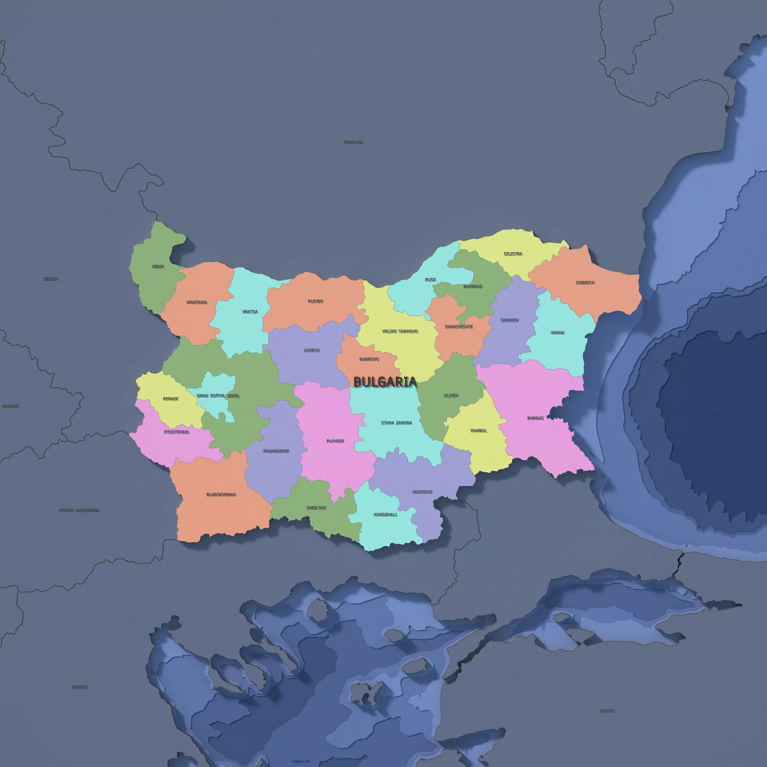 Bulgaria Admin 1 3D Map - Mercator 3D model
