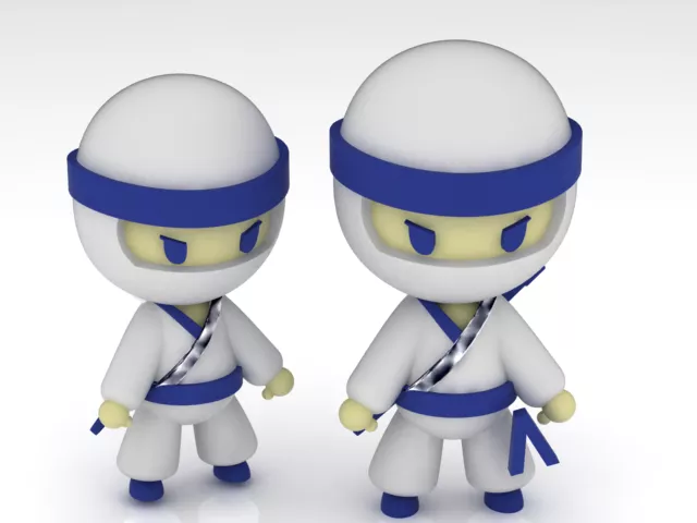 Cute Ninja Warrior 3D Model Set 3D print model