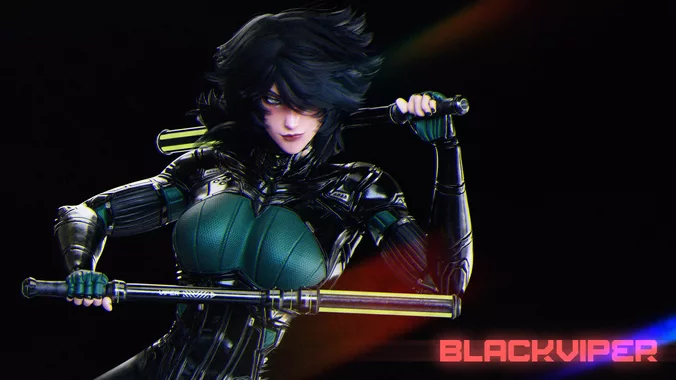 Female Superhero Game Character - Blackviper