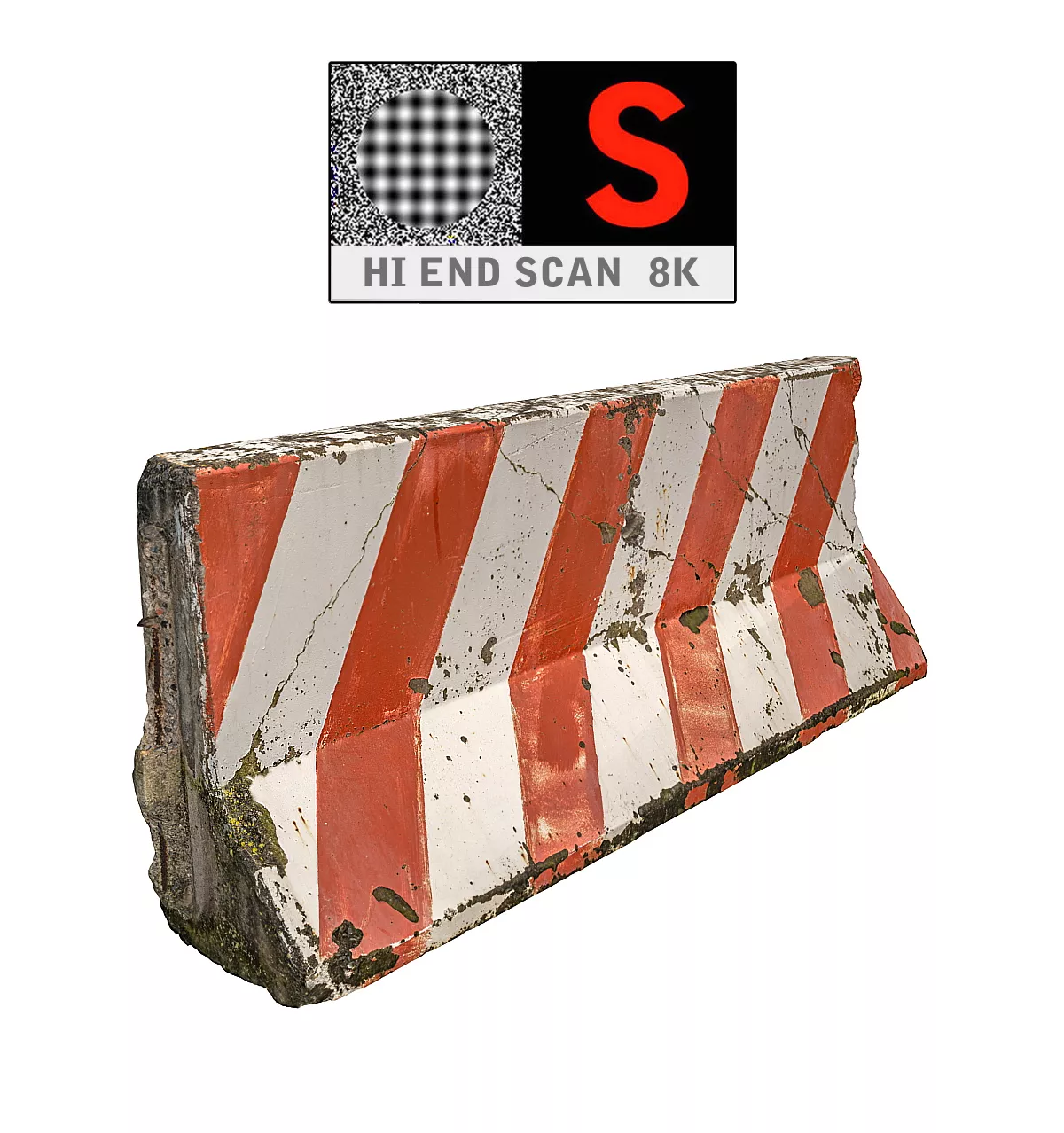 Concrete Barrier Scan 8K Low-poly 3D model