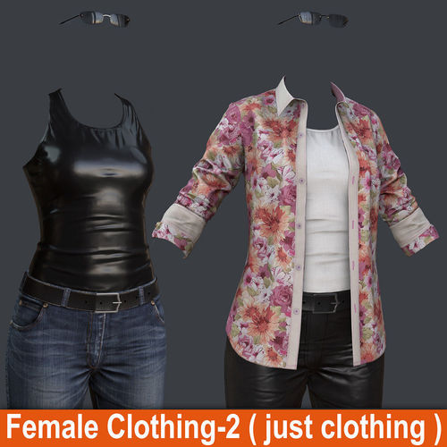 Female 1 -  clothing 2 - Just clothing Low-poly 3D model
