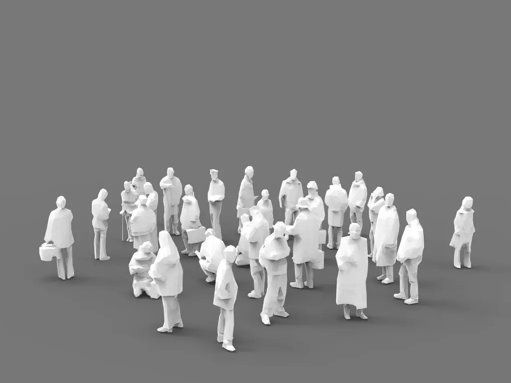 Lowpoly People - 28 unique characters Low-poly 3D model_0