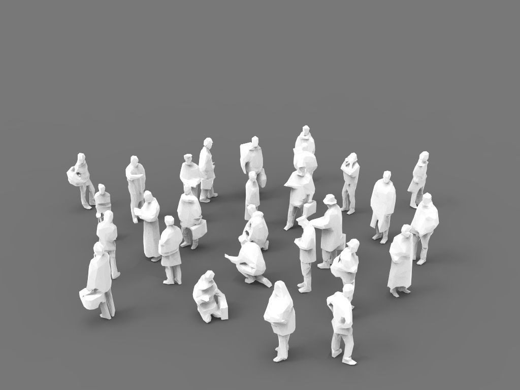 Lowpoly People - 28 unique characters Low-poly 3D model_1