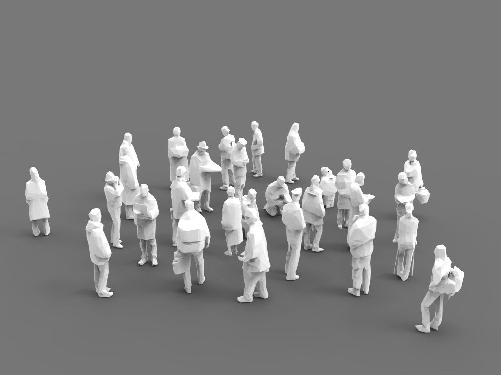 Lowpoly People - 28 unique characters Low-poly 3D model_2