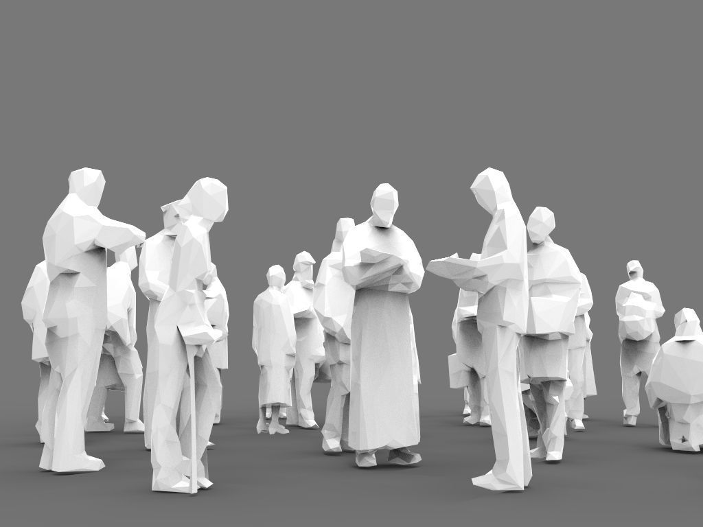 Lowpoly People - 28 unique characters Low-poly 3D model_5