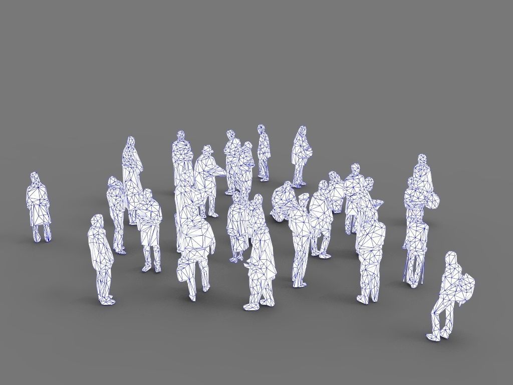 Lowpoly People - 28 unique characters Low-poly 3D model_6