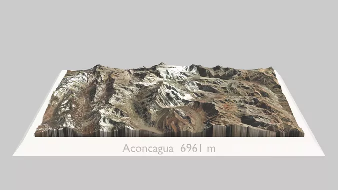 Aconcagua Surrounding Terrain 3D Model