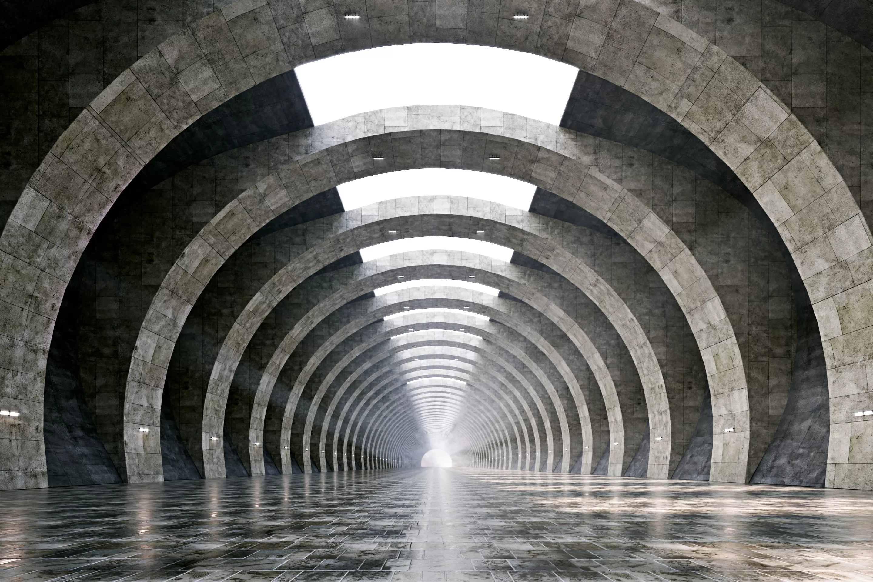 Monolithic Arched Concrete Vault 3D model