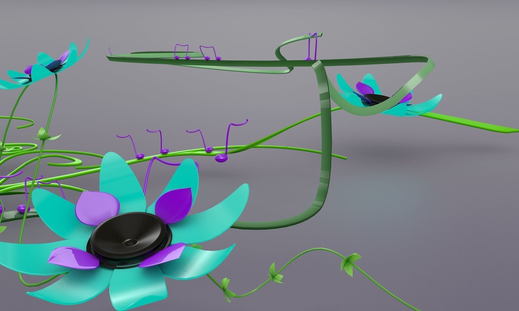 sound with flowers 3D model_6