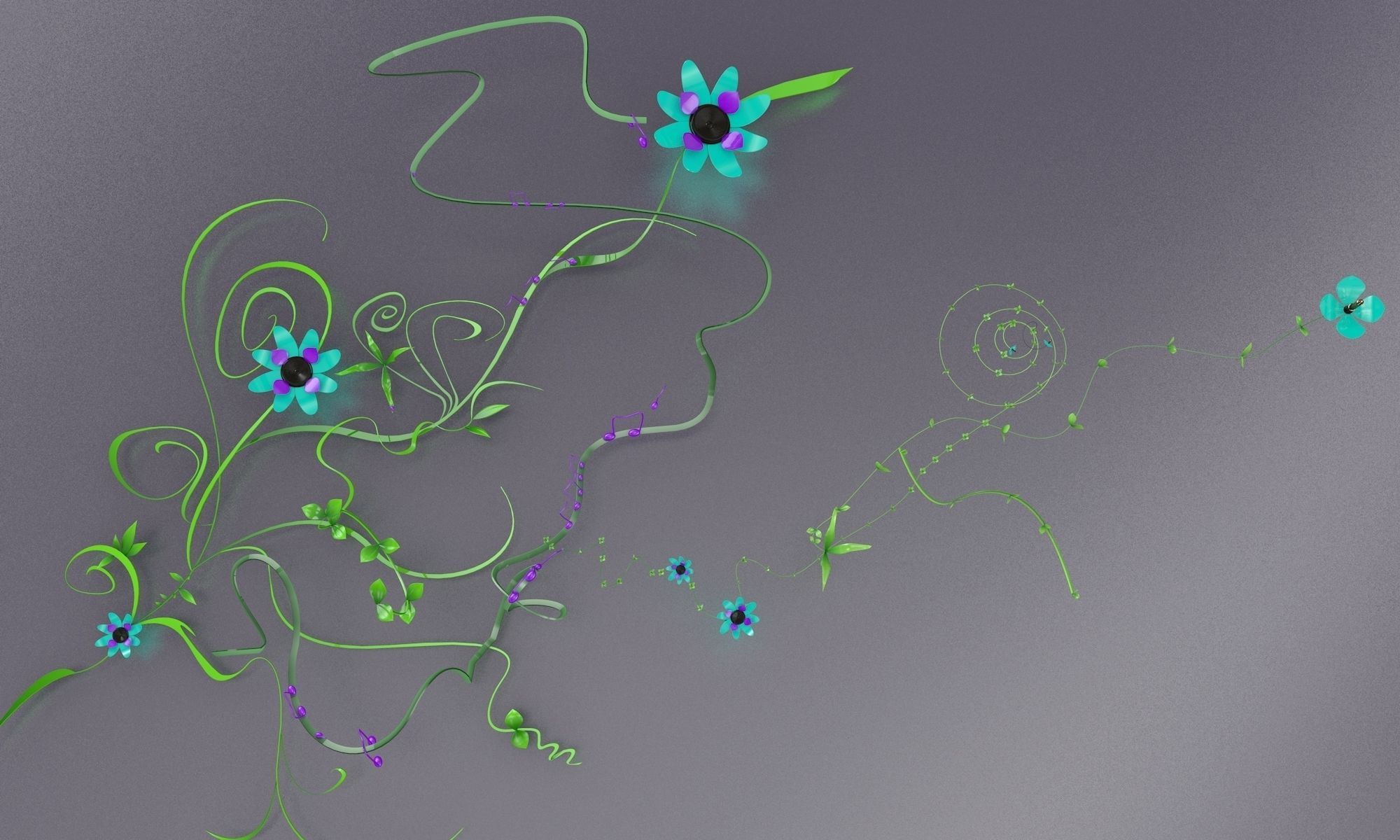 sound with flowers 3D model_7