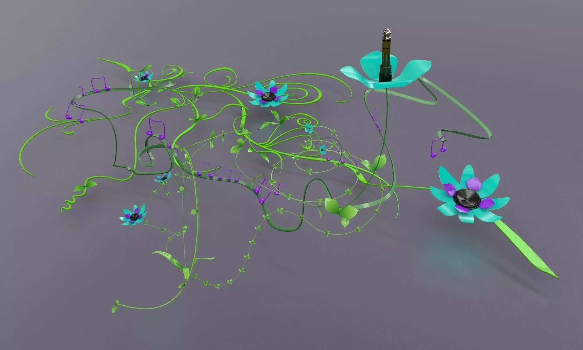 sound with flowers 3D model_0